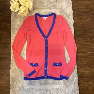 Lilly Pulitzer Pearl Button Navy Pink Cardigan